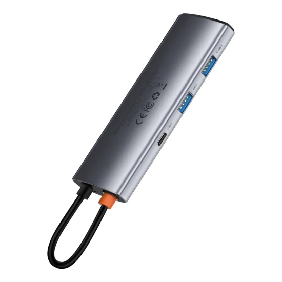 Hub USB-C Baseus Metal Gleam 7w1 HDMI PD SD/TF szary