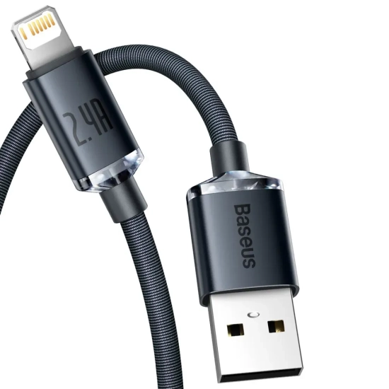 Kabel Baseus Crystal Shine USB-A–Lightning 2,4A 1,2 m czarny
