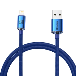Kabel Baseus Crystal Shine USB-A–Lightning 2,4A 1,2 m niebieski