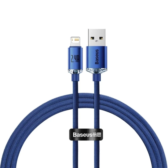 Baseus Crystal Shine CAJY000003 USB-A – Lightning 2,4A 1,2 m niebieski – przewód ze złączami USB-A – Lightning w kolorze