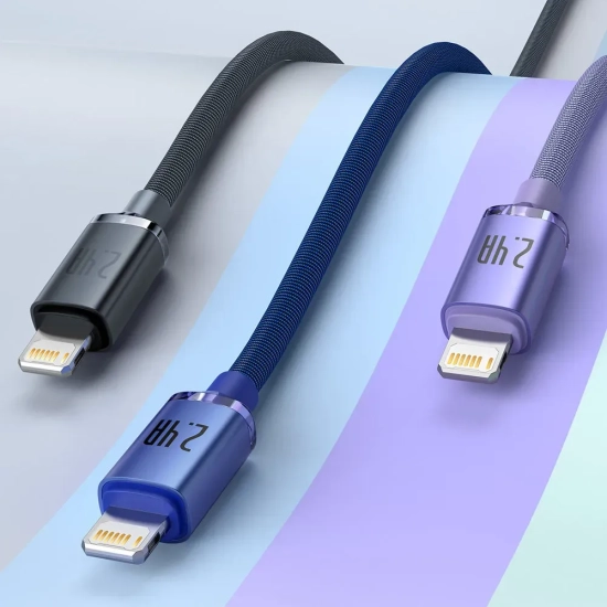 Kabel Baseus Crystal Shine USB-A–Lightning 2,4A 1,2 m fioletowy