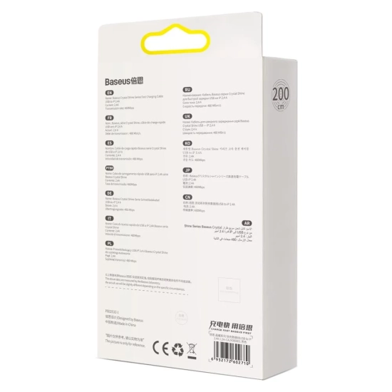 Baseus Crystal Shine CAJY000101 USB-A – Lightning 2,4A 2,0 m czarny