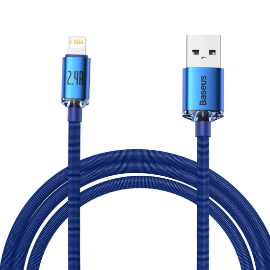 Kabel Baseus Crystal Shine USB-A – Lightning 2,4A 2 m niebieski