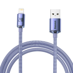 Kabel Baseus Crystal Shine USB-A–Lightning 2,4A 2 m fioletowy