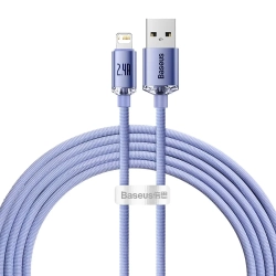 Baseus Crystal Shine Series USB-A – Lightning 2,4A 2 m fioletowy – przewód ze złączami USB-A – Lightning w kolorze fiole