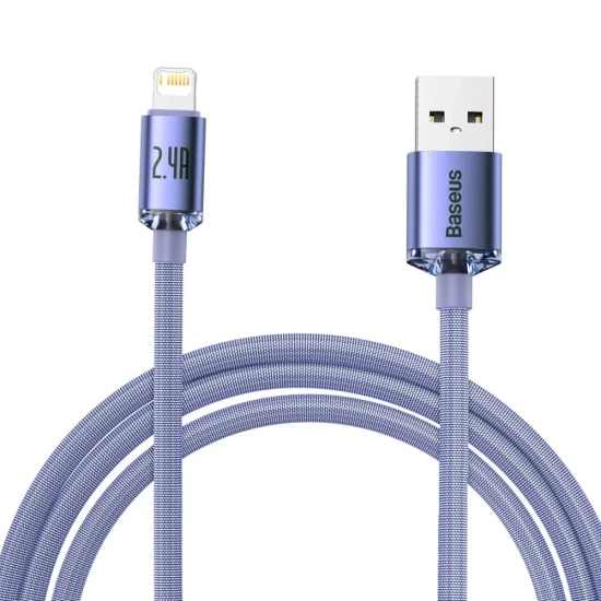 Kabel Baseus Crystal Shine USB-A–Lightning 2,4A 2 m fioletowy