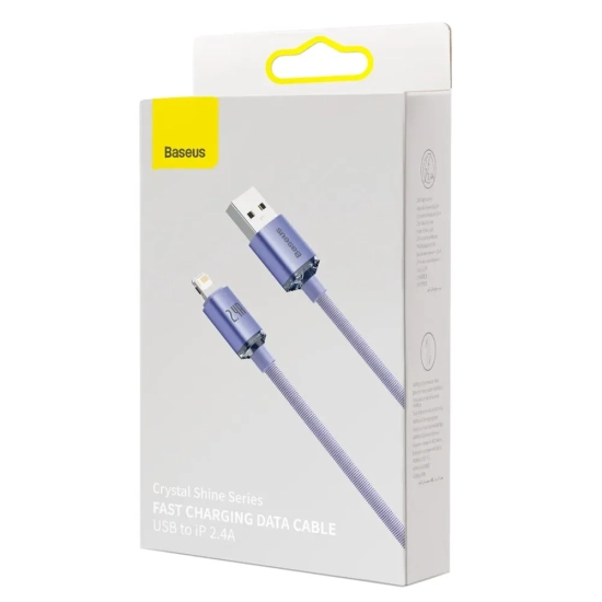 Kabel Baseus Crystal Shine USB-A–Lightning 2,4A 2 m fioletowy
