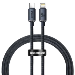 Baseus Crystal Shine CAJY000201 USB-C – Lightning 20W 1,2 m czarny – przewód ze złączami USB-C – Lightning w kolorze cza