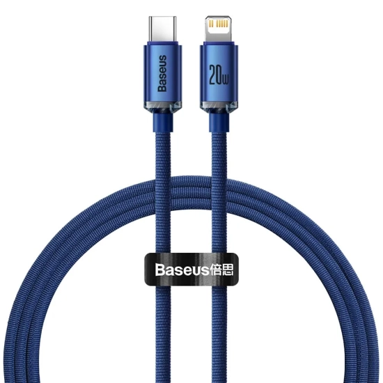Baseus Crystal Shine CAJY000203 USB-C – Lightning 20W 1,2 m niebieski – przewód ze złączami USB-C – Lightning w kolorze