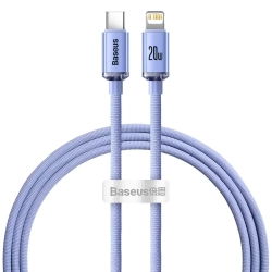 Kabel Baseus Crystal Shine USB-C–Lightning 20W 1,2 m fioletowy