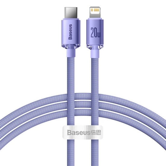 Kabel Baseus Crystal Shine USB-C–Lightning 20 W 1,2 m fioletowy – produkt w dokładnym wariancie wskazanym kodem CAJY0002