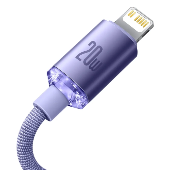 Baseus Kabel Crystal Shine USB-C–Lightning 20 W 1,2 m fioletowy