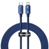 Kabel Baseus Crystal Shine USB-C–Lightning 20W 2 m niebieski