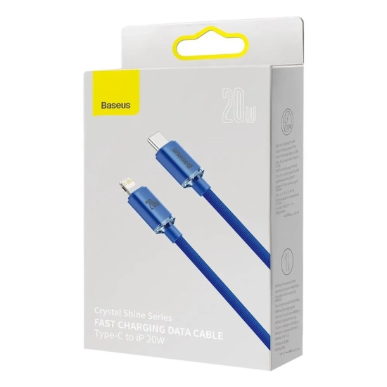 Kabel Baseus Crystal Shine USB-C–Lightning 20W 2 m niebieski