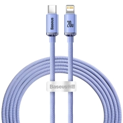 Baseus Crystal Shine CAJY000305 USB-C – Lightning 20W 2,0 m fioletowy – przewód ze złączami USB-C – Lightning w kolorze