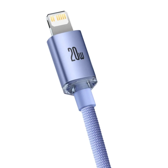Baseus Crystal Shine CAJY000305 USB-C – Lightning 20 W 2,0 m fioletowy