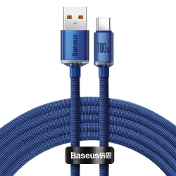 Baseus Crystal Shine CAJY000503 USB-A – USB-C 100W 2,0 m niebieski – przewód ze złączami USB-A – USB-C w kolorze niebies