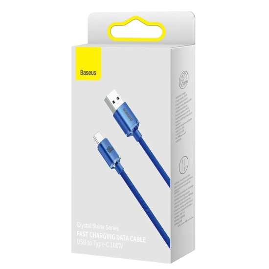 Baseus Crystal Shine CAJY000503 USB-A – USB-C 100 W 2,0 m niebieski