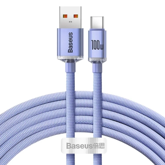 Kabel Baseus Crystal Shine USB-A–USB-C 100W 2 m fioletowy