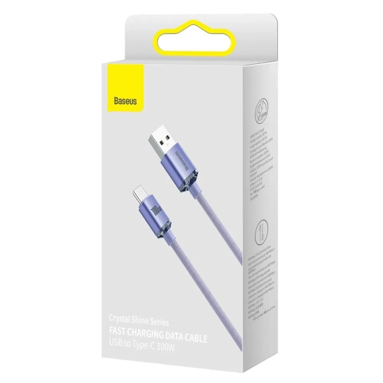 Baseus Crystal Shine CAJY000505 USB-A – USB-C 100 W 2,0 m fioletowy