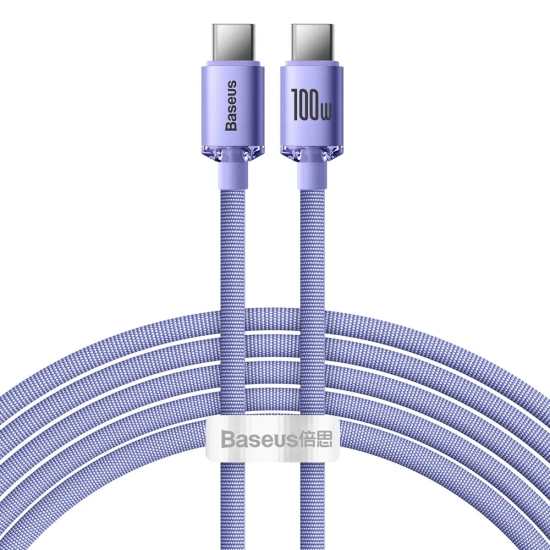 Kabel Baseus Crystal Shine USB-C–USB-C 100 W 2 m fioletowy – produkt w dokładnym wariancie wskazanym kodem CAJY000705, z