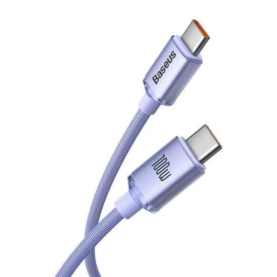 Baseus Kabel Crystal Shine USB-C–USB-C 100 W 2 m fioletowy