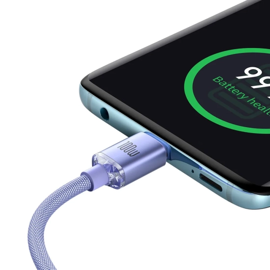 Baseus Kabel Crystal Shine USB-C–USB-C 100 W 2 m fioletowy