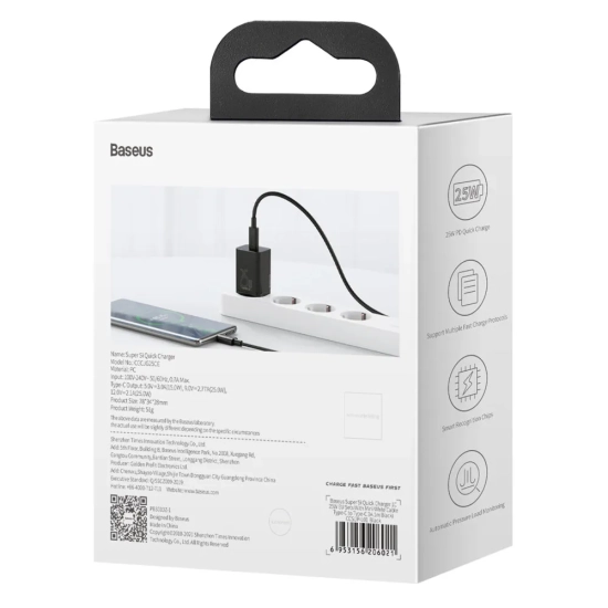 Baseus ładowarka sieciowa 25 W USB-C czarna