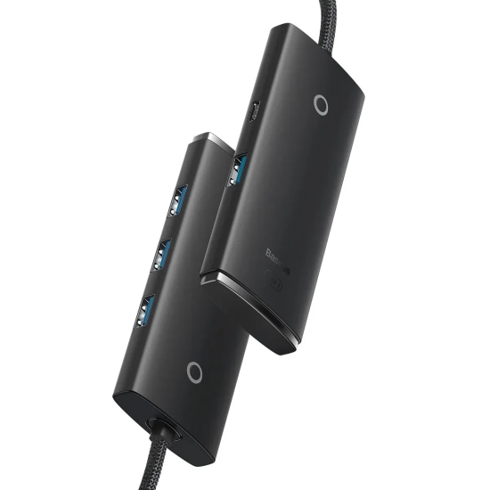 Hub USB Baseus Lite Series 4× USB-A 3.0 5 Gb/s czarny