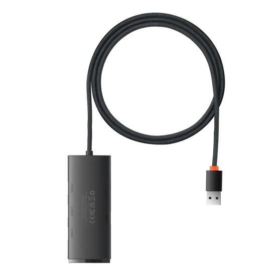 Hub USB Baseus Lite Series 4× USB-A 3.0 5 Gb/s czarny