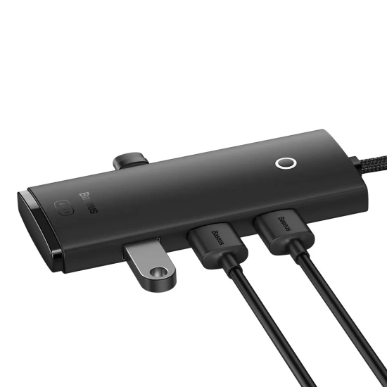 Hub USB Baseus Lite Series 4× USB-A 3.0 5 Gb/s czarny