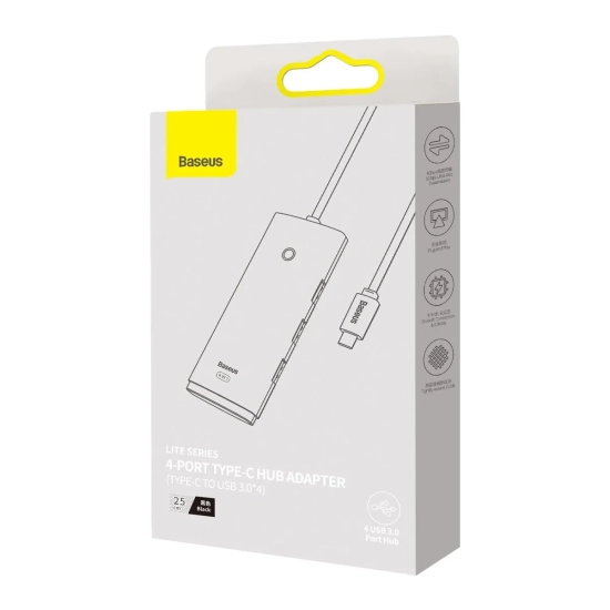 Baseus Hub USB-C Lite Series 4x USB 3.0 25 cm czarny