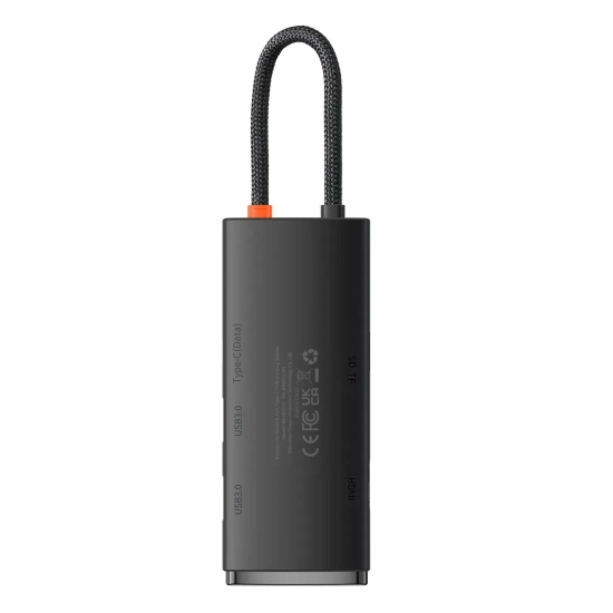 Hub USB-C Baseus Lite Series 6w1 HDMI SD/TF czarny