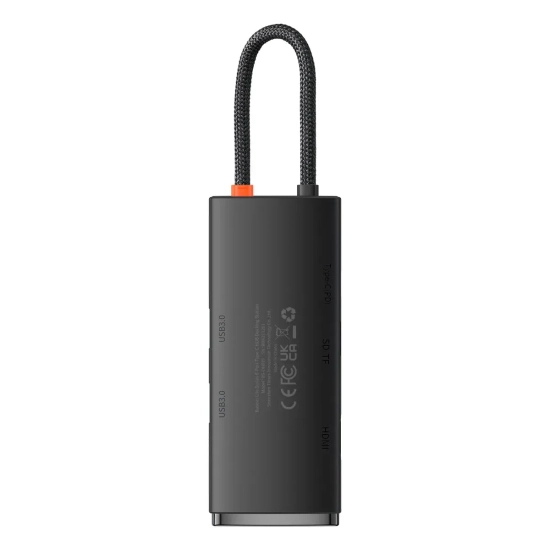 Hub USB-C Baseus Lite Series 6w1 HDMI PD SD/TF czarny