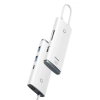 Biały hub USB-C Baseus Lite Series z HDMI, portami USB, Power Delivery i czytnikami kart.