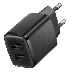 Baseus Compact ładowarka sieciowa 10.5W 2x USB czarna — wariant produktu marki Baseus, kolor czarny, moc do 10.5W.