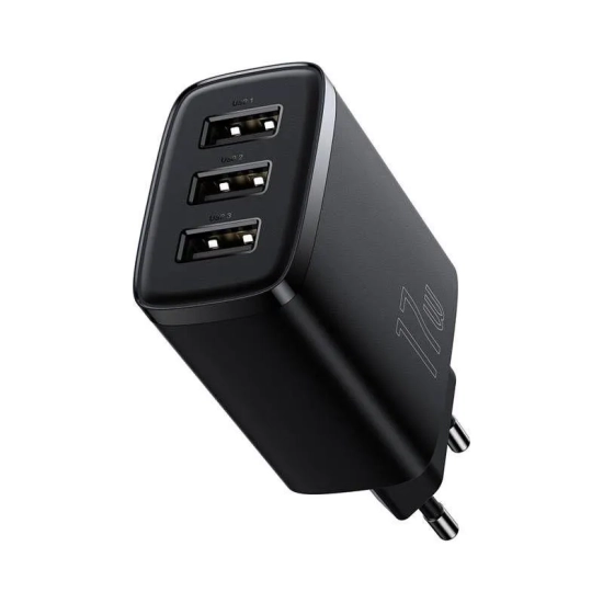 Baseus Compact ładowarka sieciowa 17W USB czarna — wariant produktu marki Baseus, kolor czarny, moc do 17W.