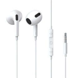 Białe słuchawki Baseus Encok H17 z przewodem 1,1 m, pilotem i wtykiem mini jack 3,5 mm.
