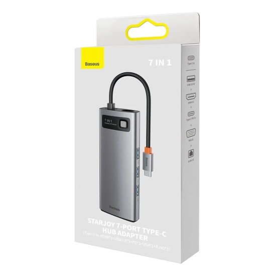 Baseus Hub USB-C Metal Gleam 7w1 HDMI VGA RJ45 PD