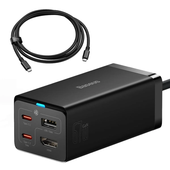 Baseus GaN5 Pro ładowarka sieciowa 2x USB-C czarna — wariant produktu marki Baseus, kolor czarny.