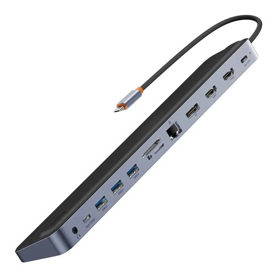 Hub USB-C Baseus EliteJoy Gen2 12w1 z podstawką szary