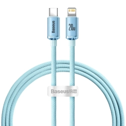 Kabel Baseus Crystal Shine USB-C – Lightning 20W 1,2 m niebieski