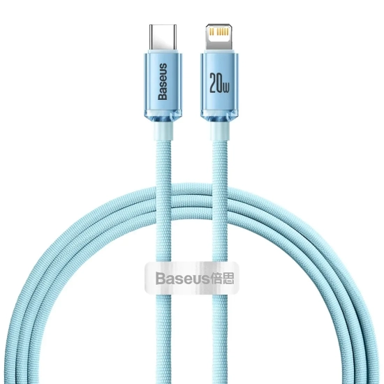 Kabel Baseus Crystal Shine USB-C – Lightning 20W 1,2 m niebieski