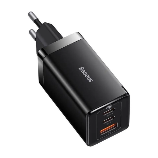 Baseus GaN5 Pro ładowarka sieciowa 65W 2x USB-C czarna — wariant produktu marki Baseus, kolor czarny, moc do 65W.