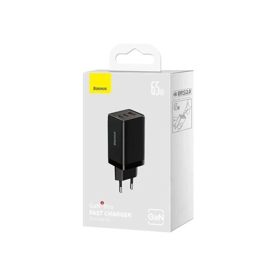 Baseus GaN5 Pro ładowarka sieciowa 65 W 2x USB-C czarna