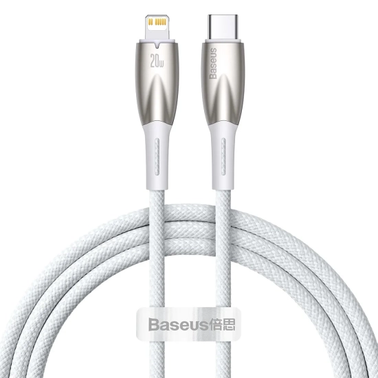 Baseus Glimmer Series USB-C – Lightning 20W 1 m biały – przewód ze złączami USB-C – Lightning w kolorze biały.