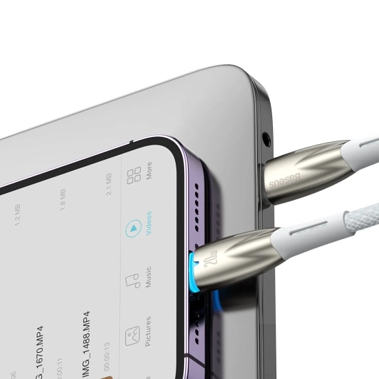 Baseus Glimmer Series USB-C – Lightning 20 W 1 m biały