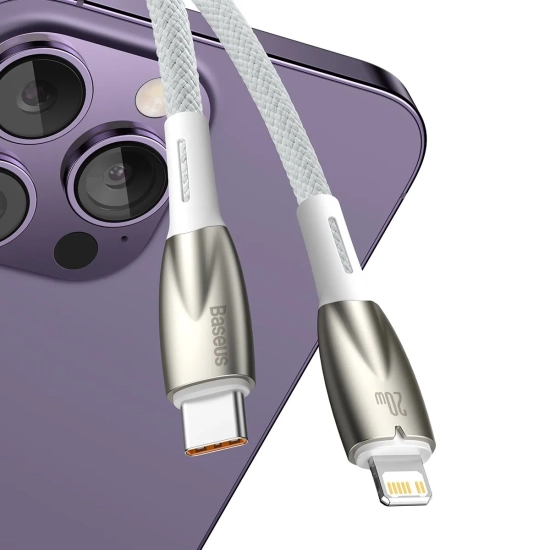 Baseus Glimmer Series USB-C – Lightning 20 W 1 m biały