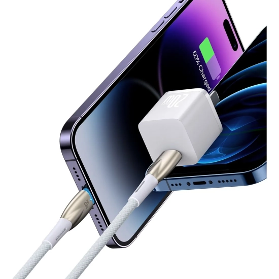 Baseus Glimmer Series USB-C – Lightning 20 W 1 m biały