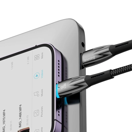 Baseus Glimmer Series USB-C – Lightning 20 W 2 m czarny